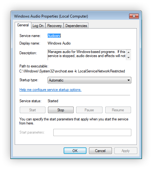 How to reset audio services
