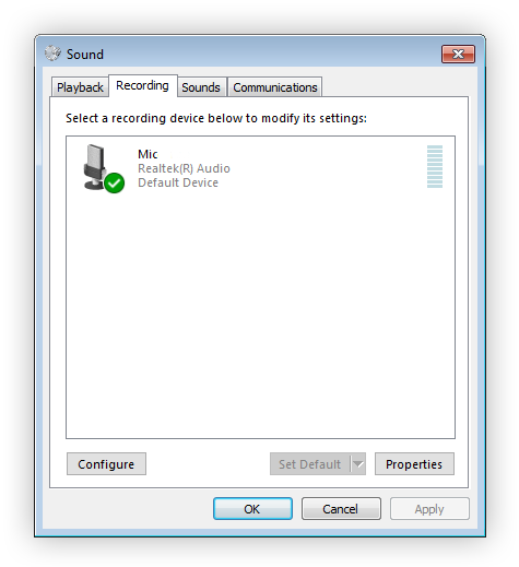 How to set microphone as default on Windows