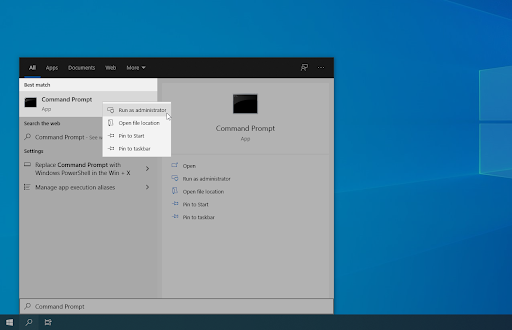 Running Command Prompt as an administrator from Windows Search