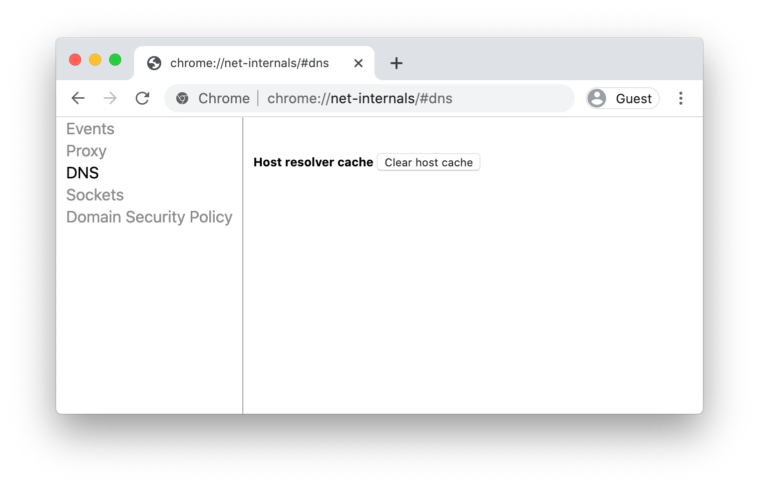 host cache on Google chrome